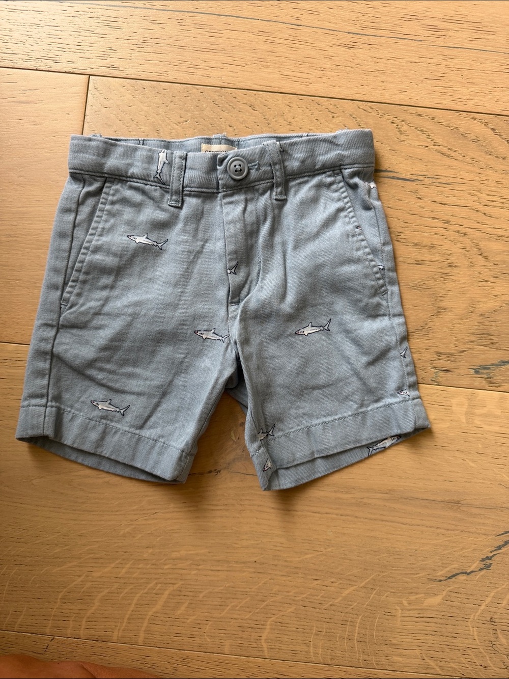 Kids Grey Shark Embroidered Shorts